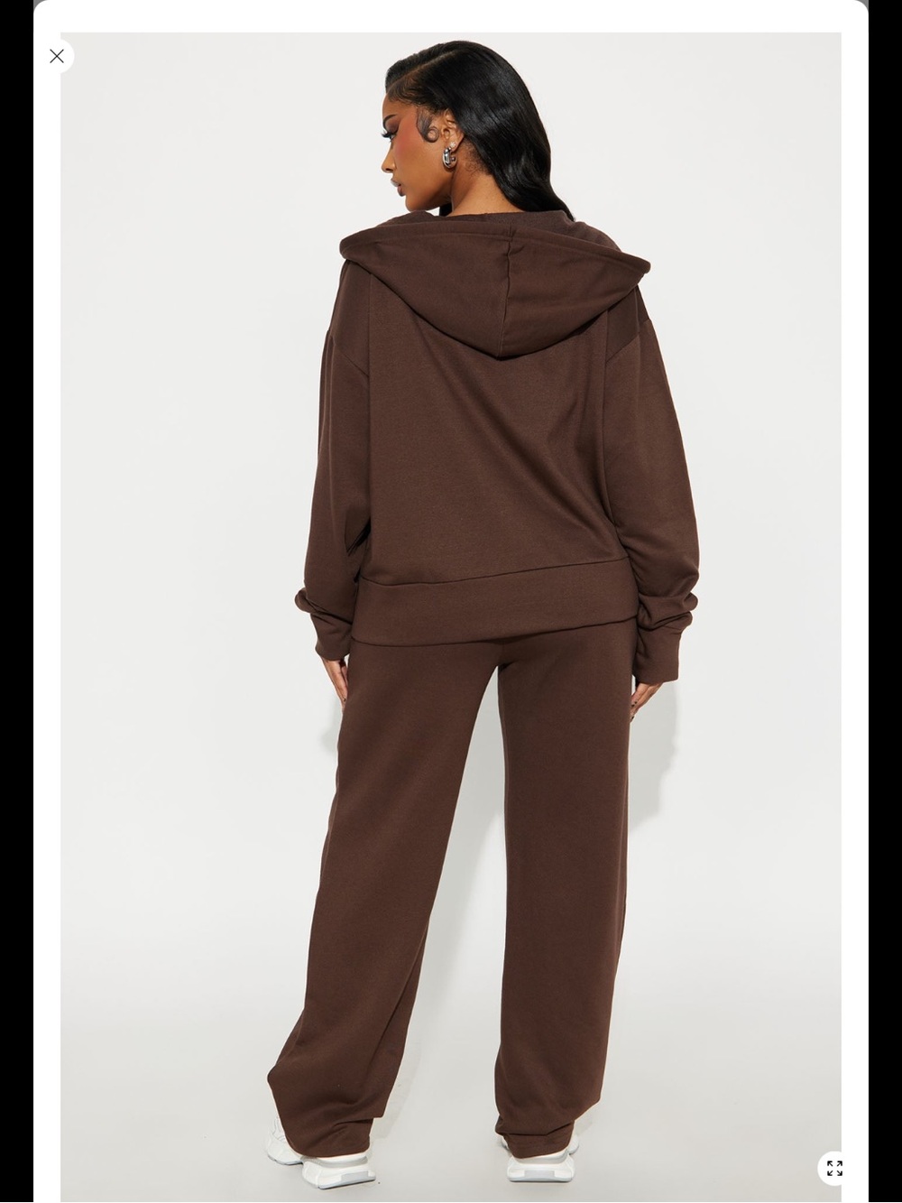 Fashion Nova Women's Chocolate Brown Zip Hoodie & Drawstring Joggers Set - Picture 3 of 3